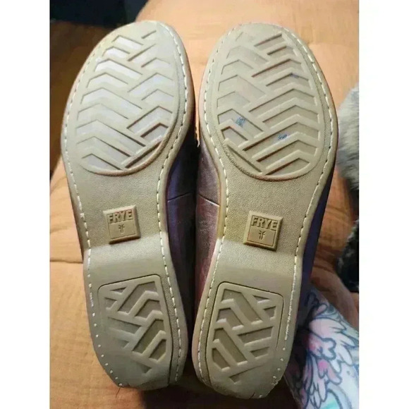 Frye Lewis Tie Slip On Leather Loafers Tan Brown Driving Boat Shoes US Size 9 - Picture 7 of 8